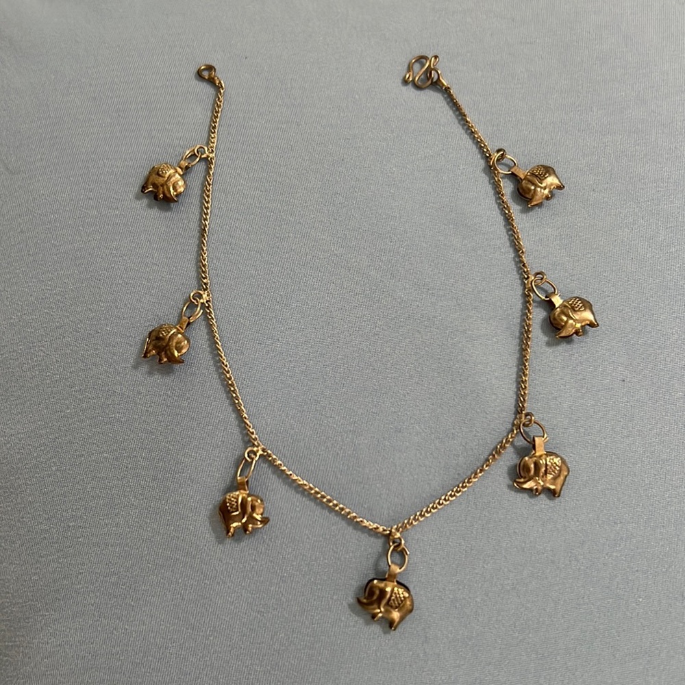 Silver, ankle bracelet, elephant, tribal anklet. Bought in India.